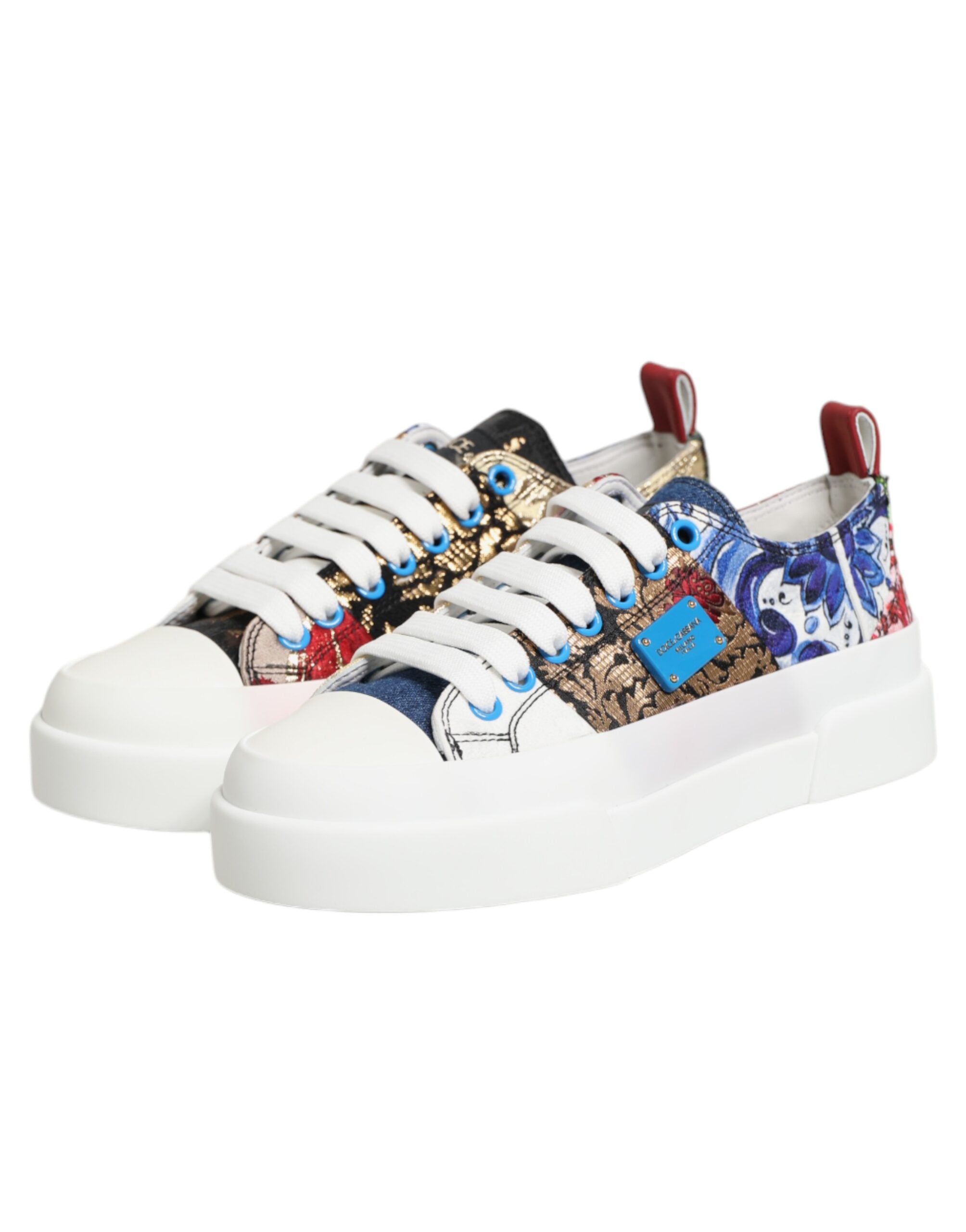 Dolce & Gabbana Bunte Patchwork-Sneakers mit niedrigem Schaft