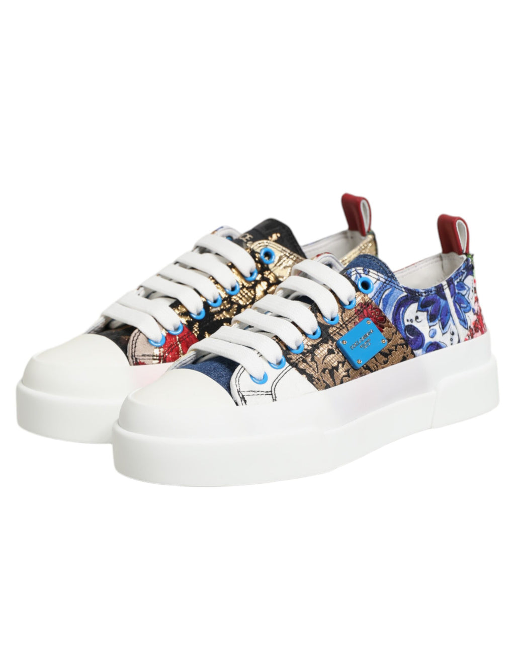Dolce & Gabbana Multicolor Patchwork Low Top Sneakers Schuhe