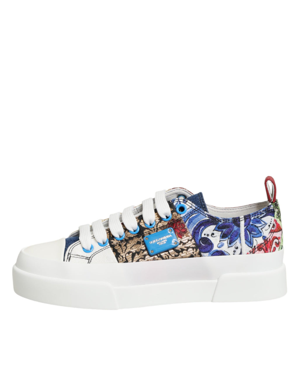 Dolce & Gabbana Bunte Patchwork-Sneakers mit niedrigem Schaft