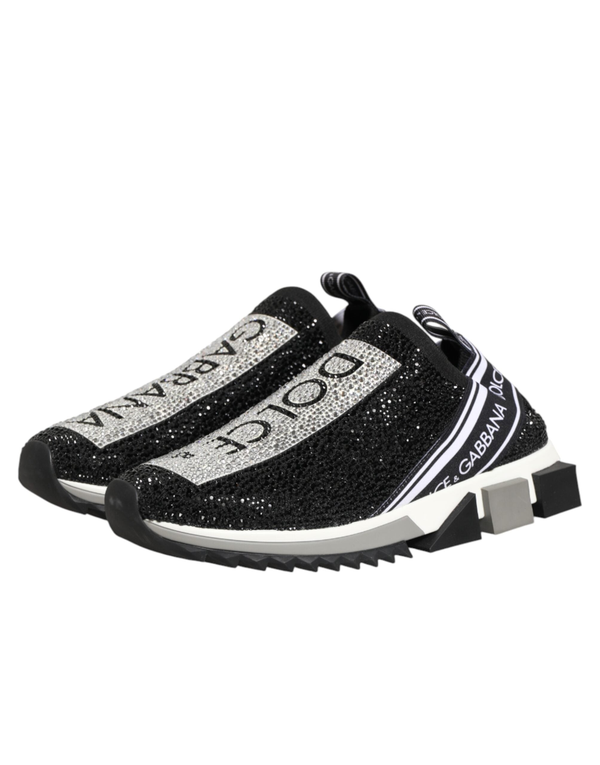 Dolce & Gabbana Schwarze Slip-On-Sneaker Sorrento mit Silberakzenten
