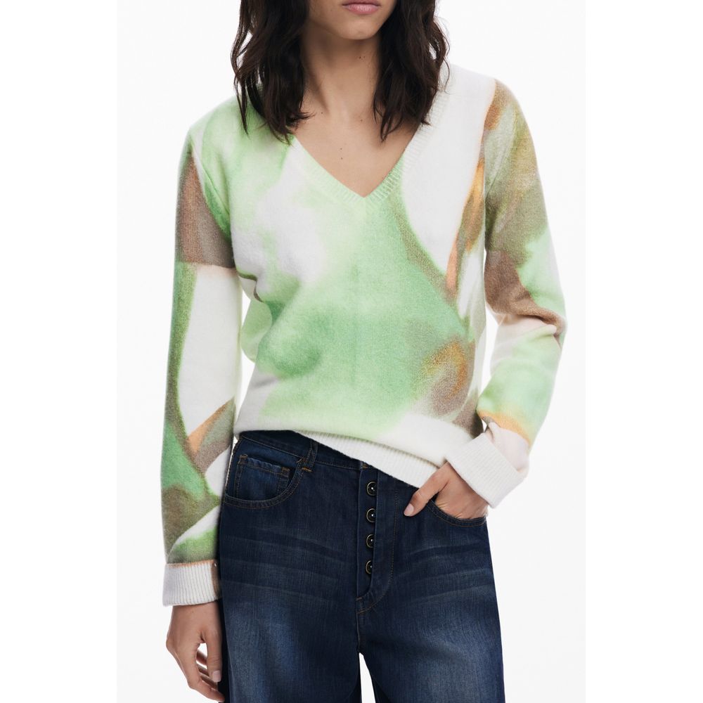 Desigual Grüner Elastan-Pullover