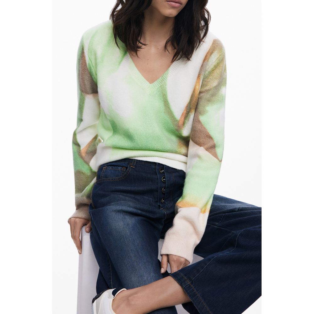 Desigual Grüner Elastan-Pullover
