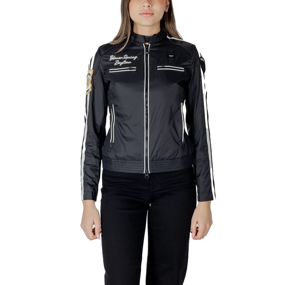 Blue Black Polyamide Jackets & Coats