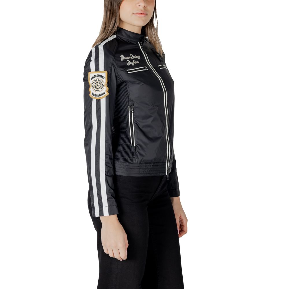 Blue Black Polyamide Jackets & Coats