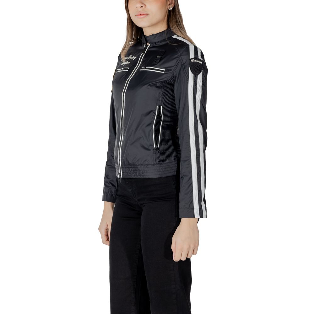 Blue Black Polyamide Jackets & Coats