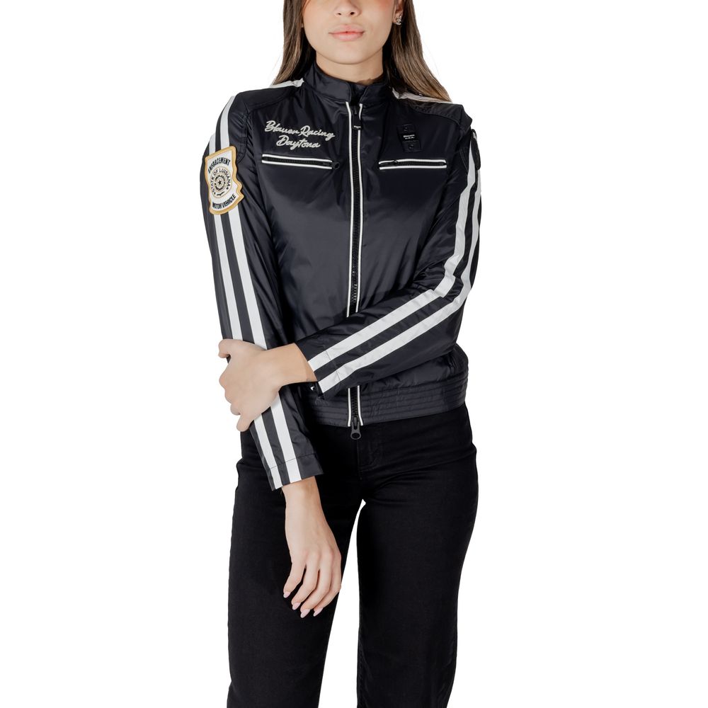 Blue Black Polyamide Jackets & Coats