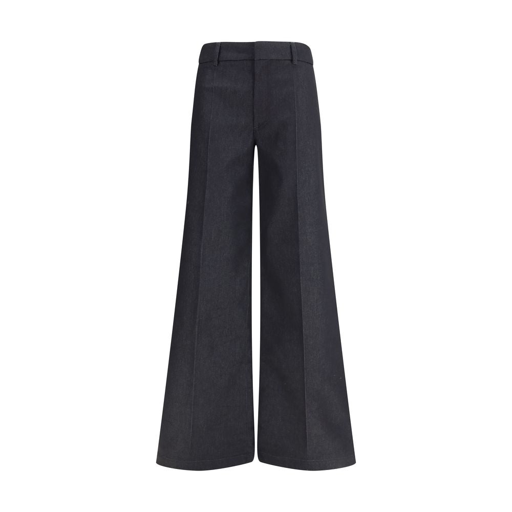 Darkpark Schwarze Polyester-Hosen mit ausgestelltem Bein