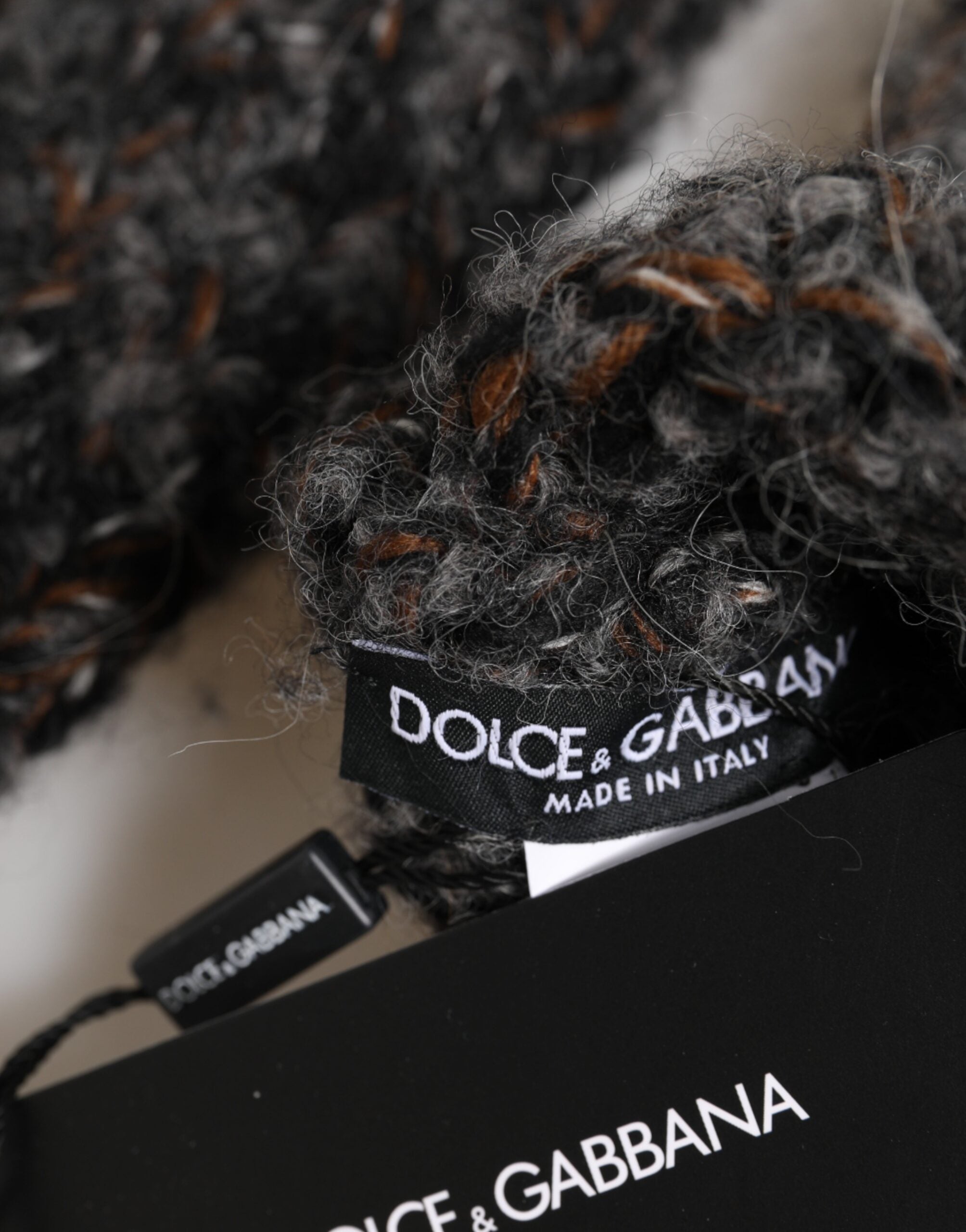 Dolce & Gabbana Men's Grey Fingerless Knitted Wool Gloves