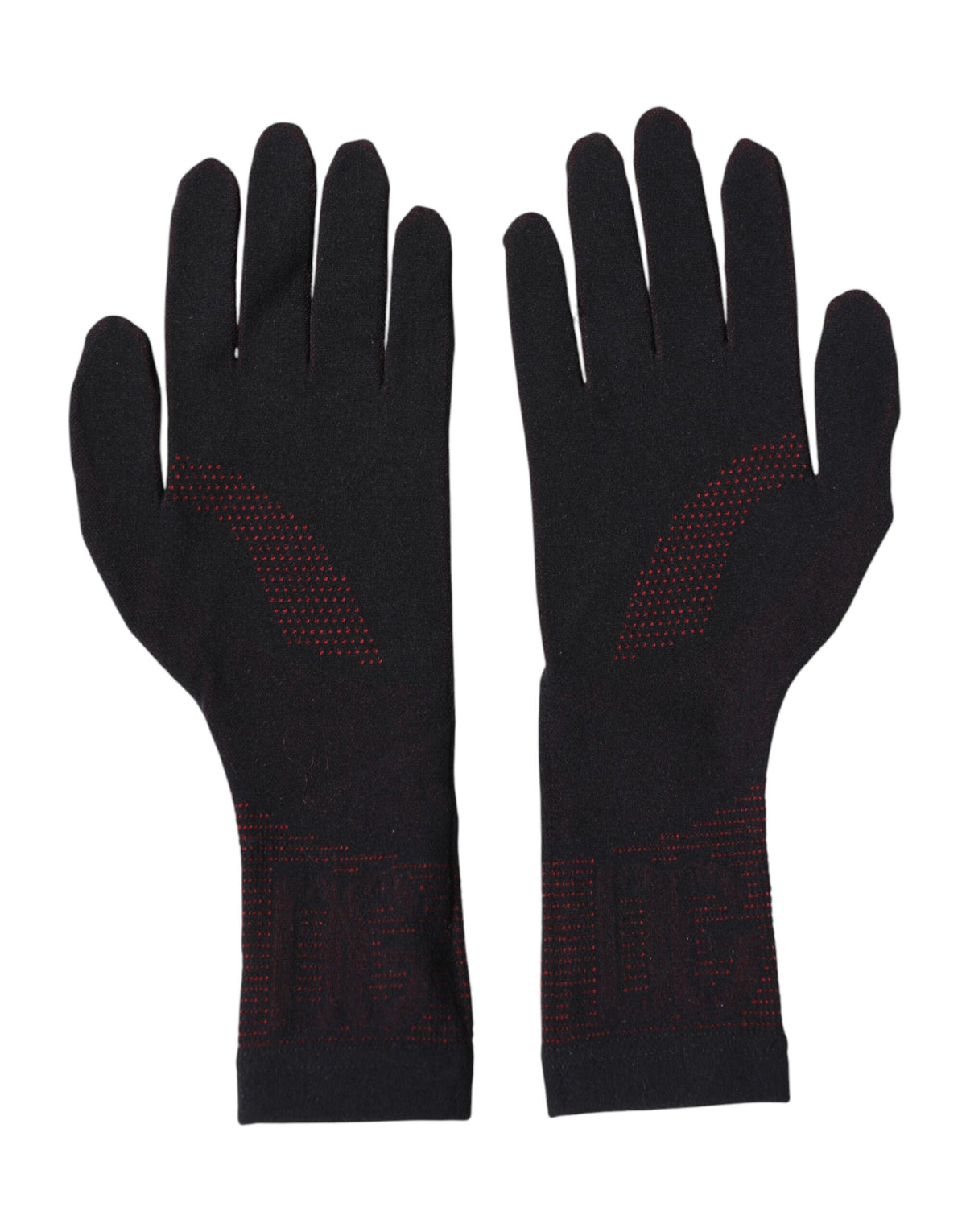 Dolce & Gabbana Schwarze Herren-Handschuhe mit DG-Logo aus Baumwolle