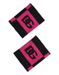 Dolce & Gabbana Black and Pink DG-Logo Cashmere Wristband, 1 Pair