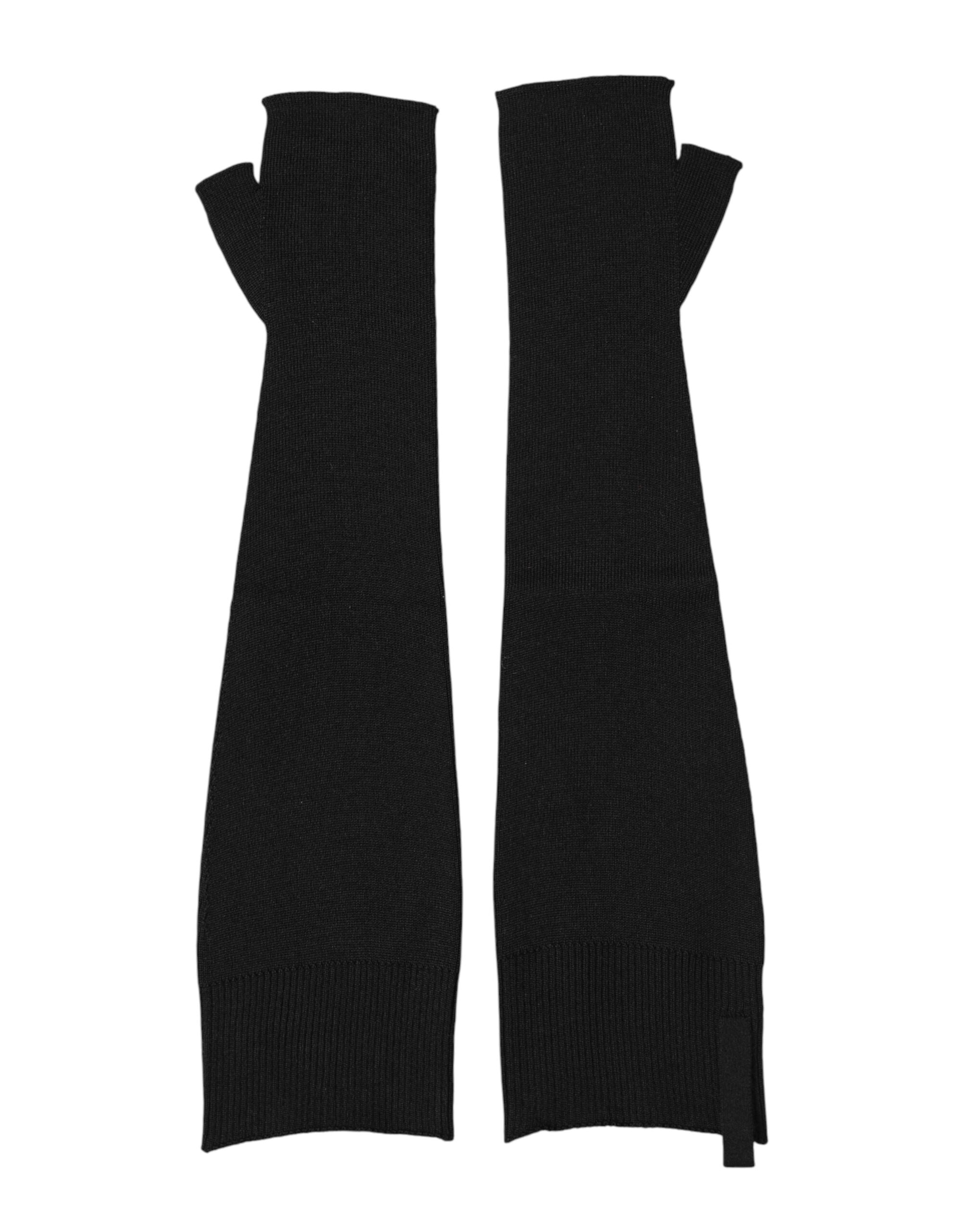 Dolce & Gabbana Men's Black Fingerless Virgin Wool Gloves