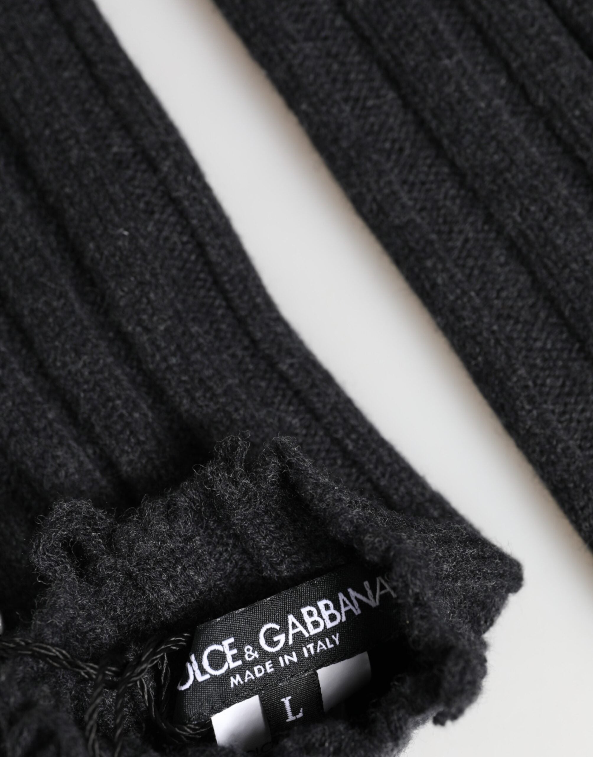 Dolce & Gabbana Black Pure Wool Fingerless Gloves