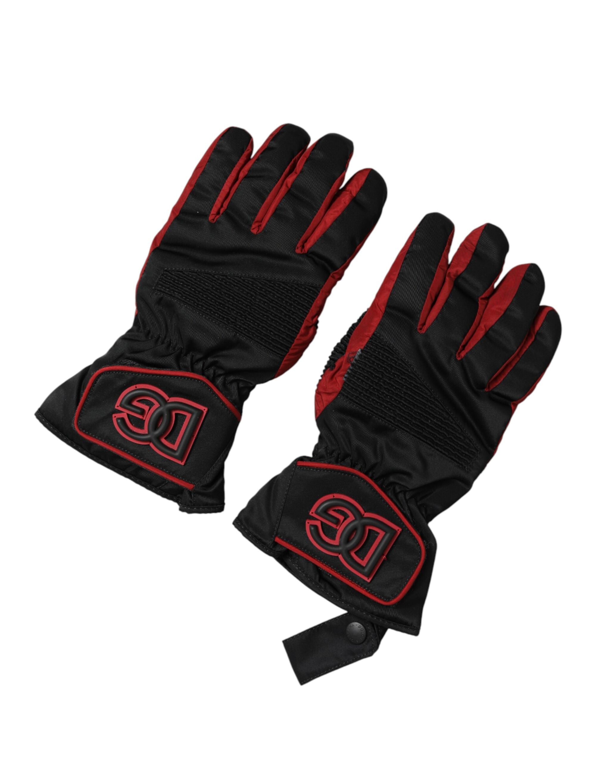 Dolce & Gabbana Black and Red Nylon Glove-Shaped Wrist-Length Gloves