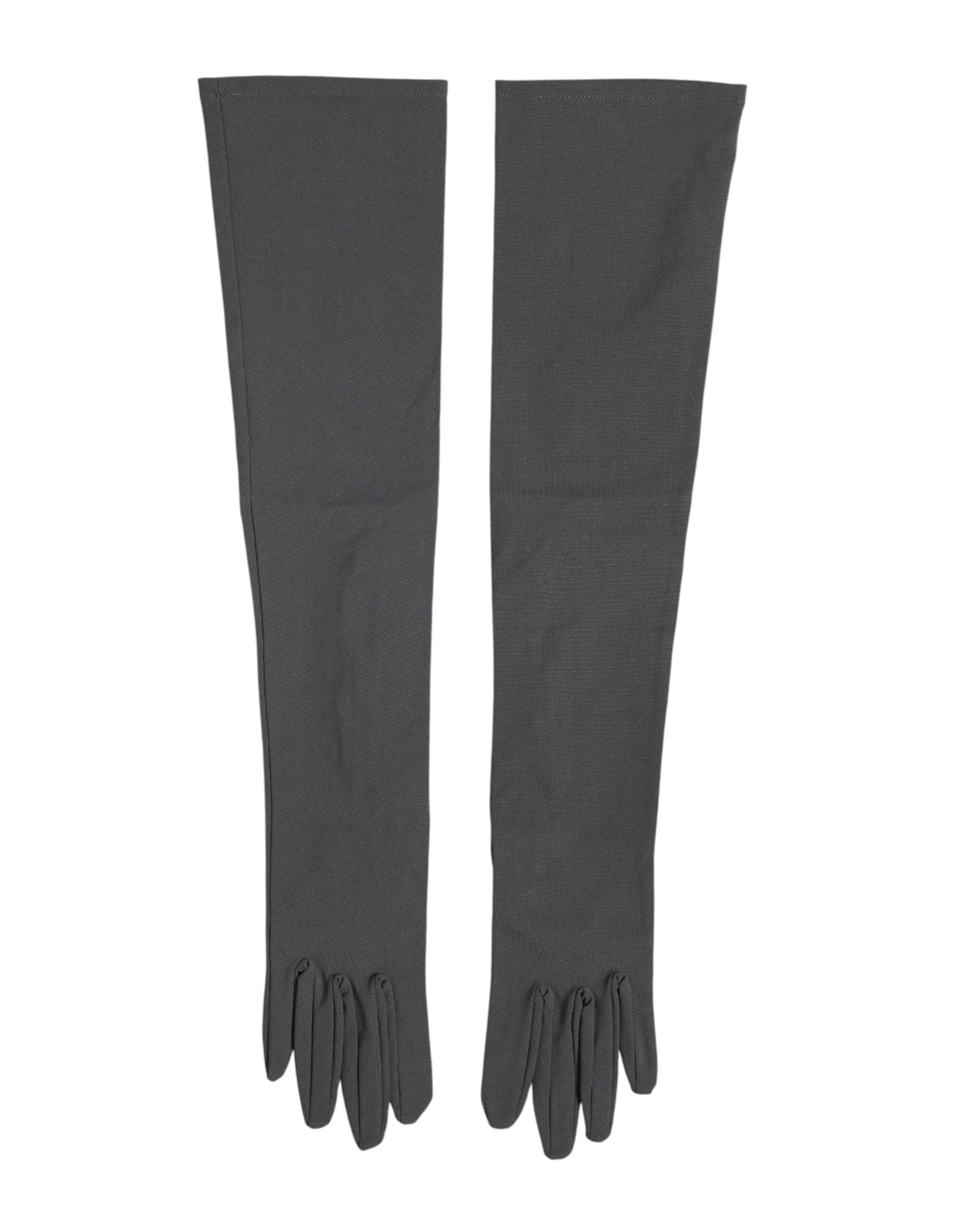 Dolce & Gabbana Men's Dark Gray Elbow-Length Viscose Gloves