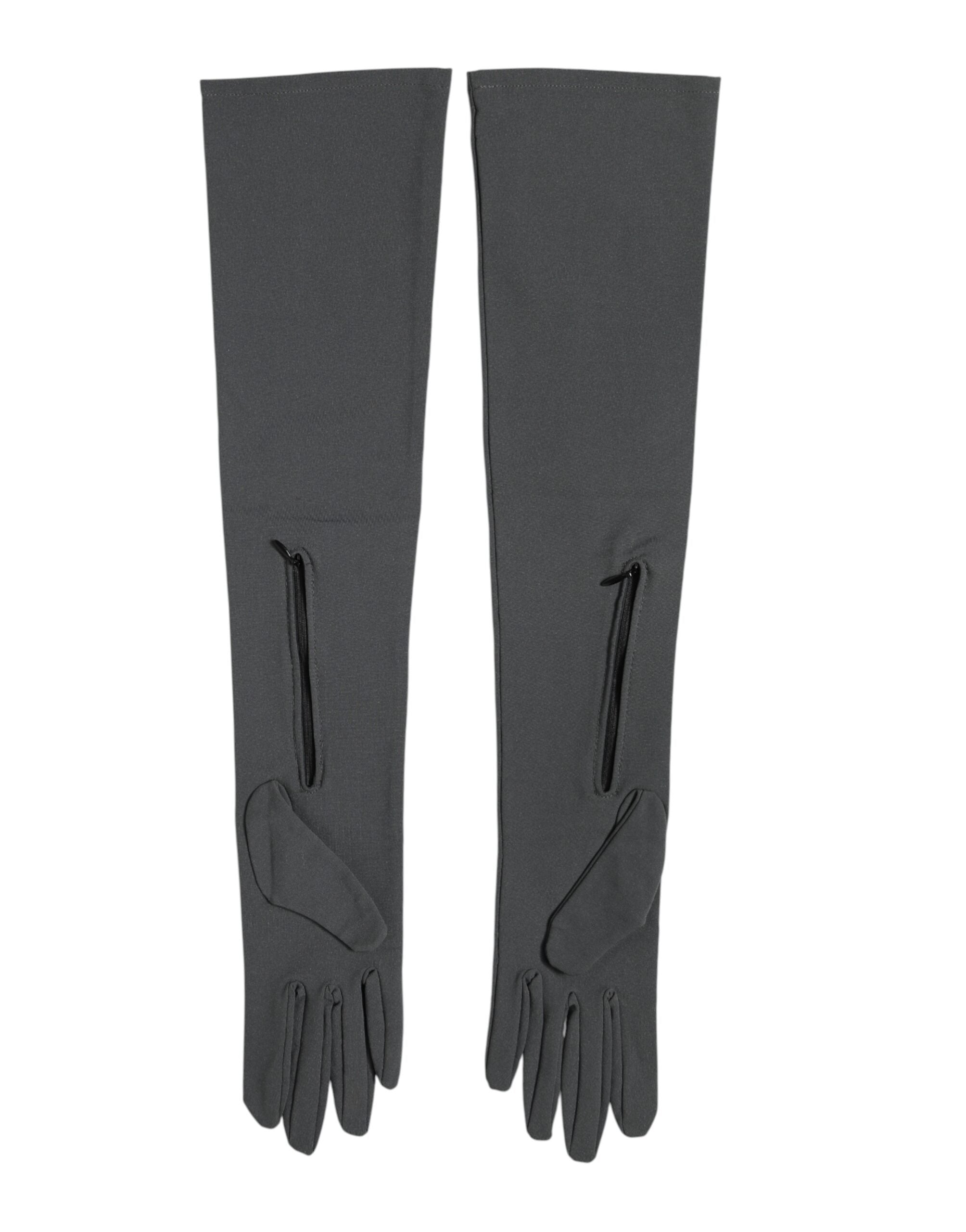 Dolce & Gabbana Men's Dark Gray Elbow-Length Viscose Gloves