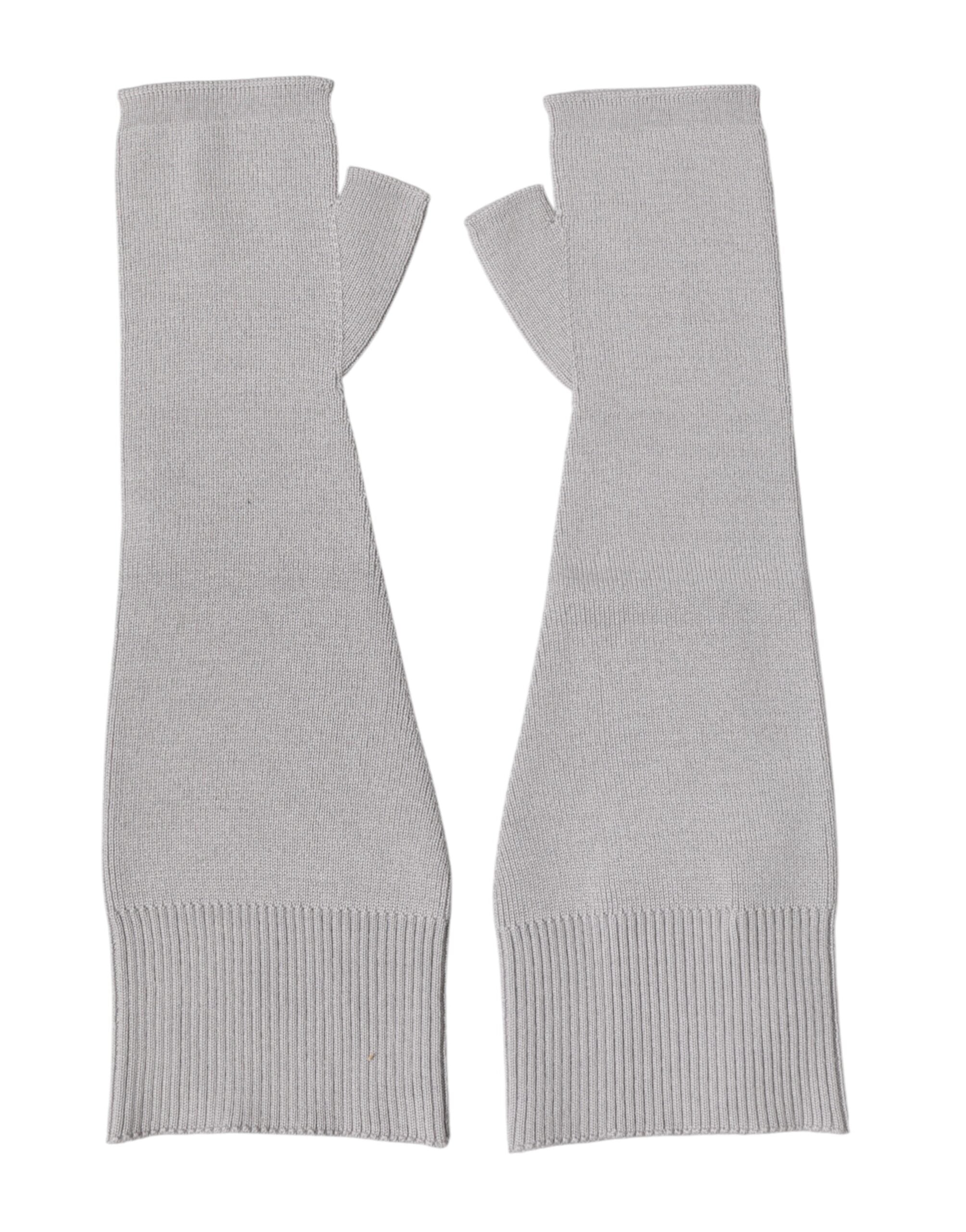 Dolce & Gabbana Men's Grey Fingerless Gloves Made of Pure Virgin Wool