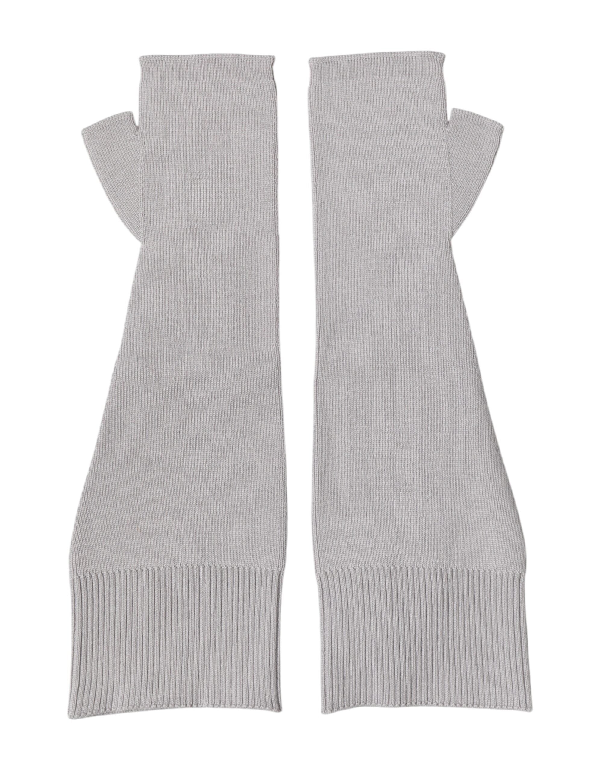 Dolce & Gabbana Men's Grey Fingerless Gloves Made of Pure Virgin Wool