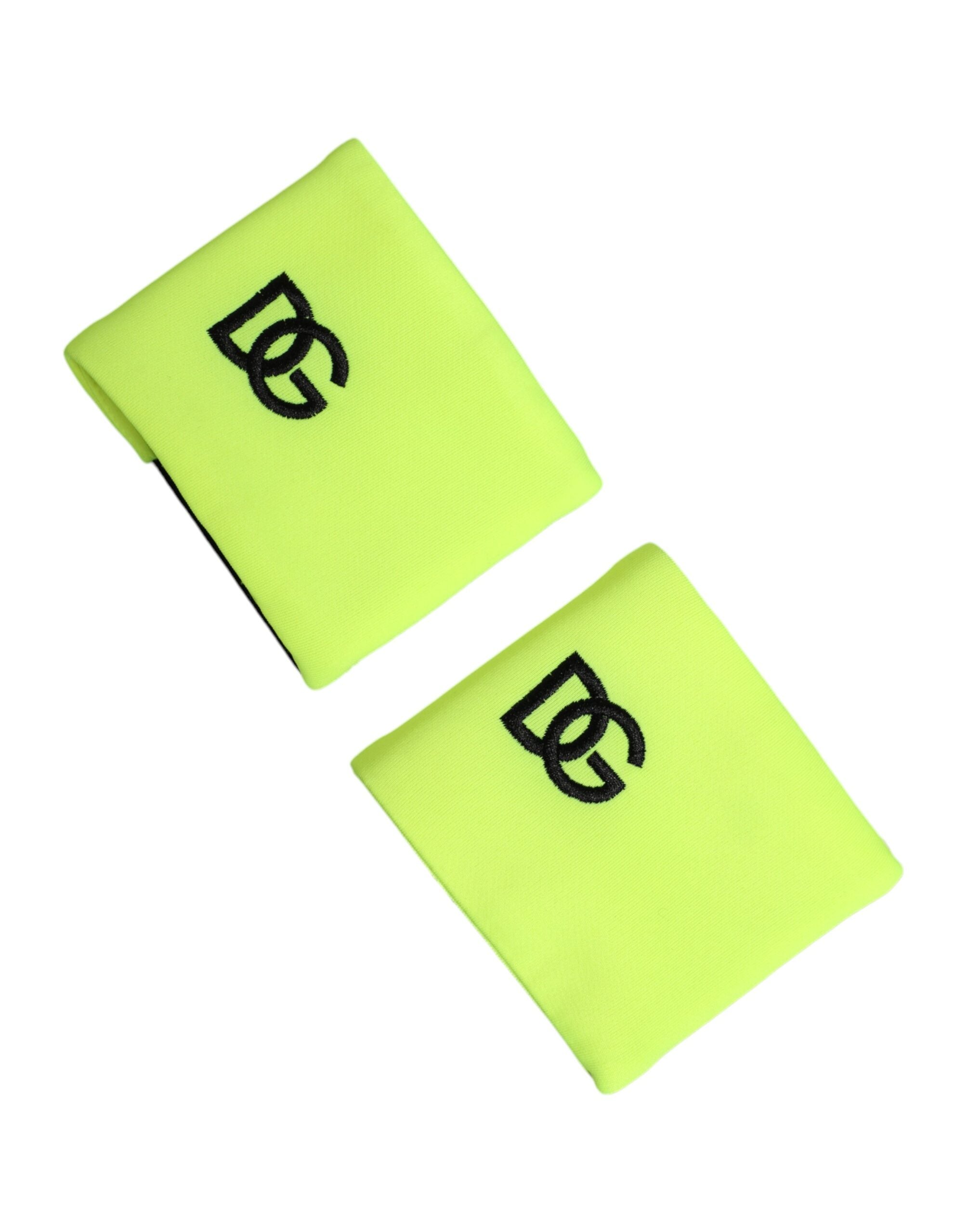 Dolce & Gabbana Gelb-Grünes DG-Logo-Polyester-Armband, 1 Paar