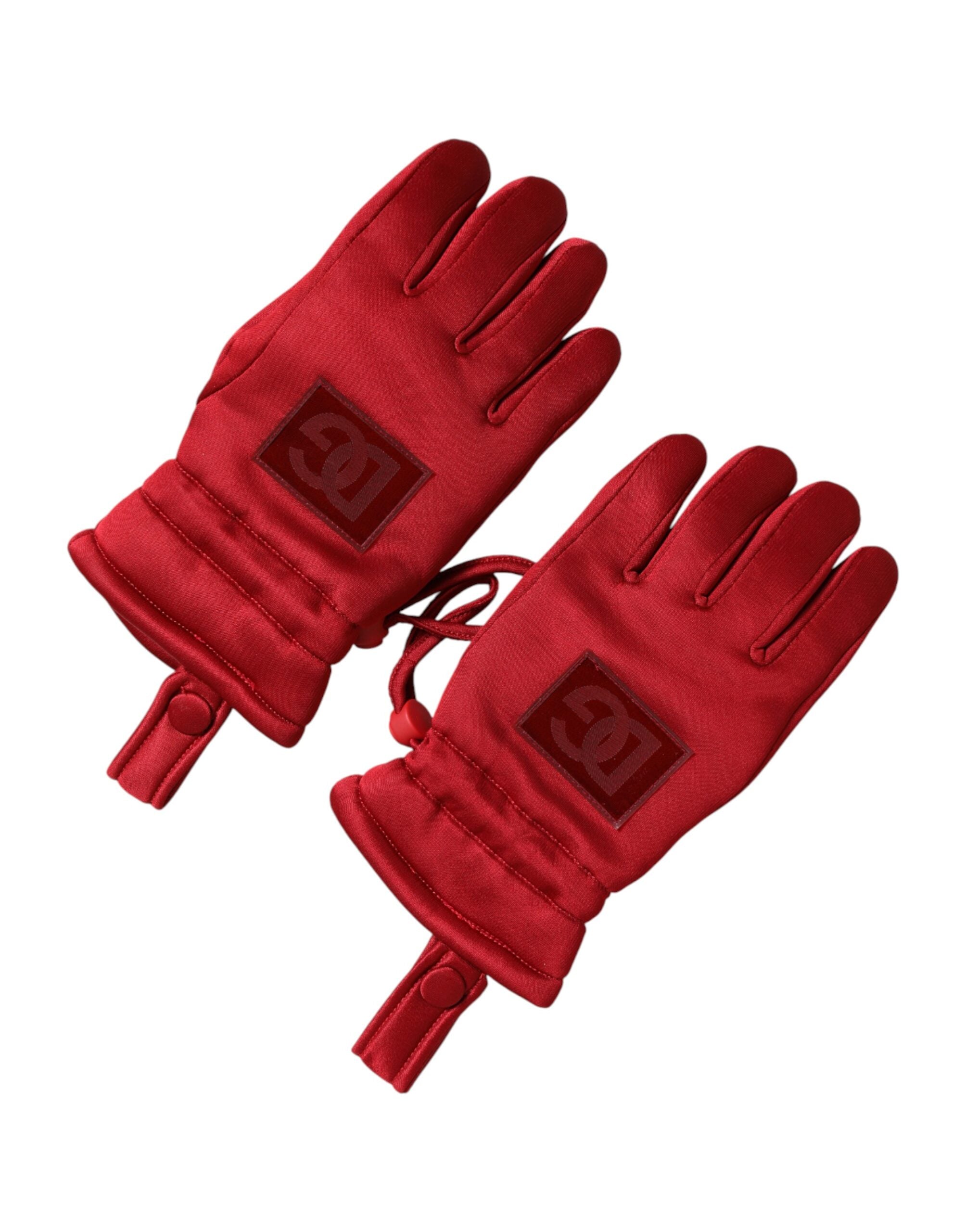 Dolce & Gabbana Red Viscose Biker-Style Motorcycle Gloves