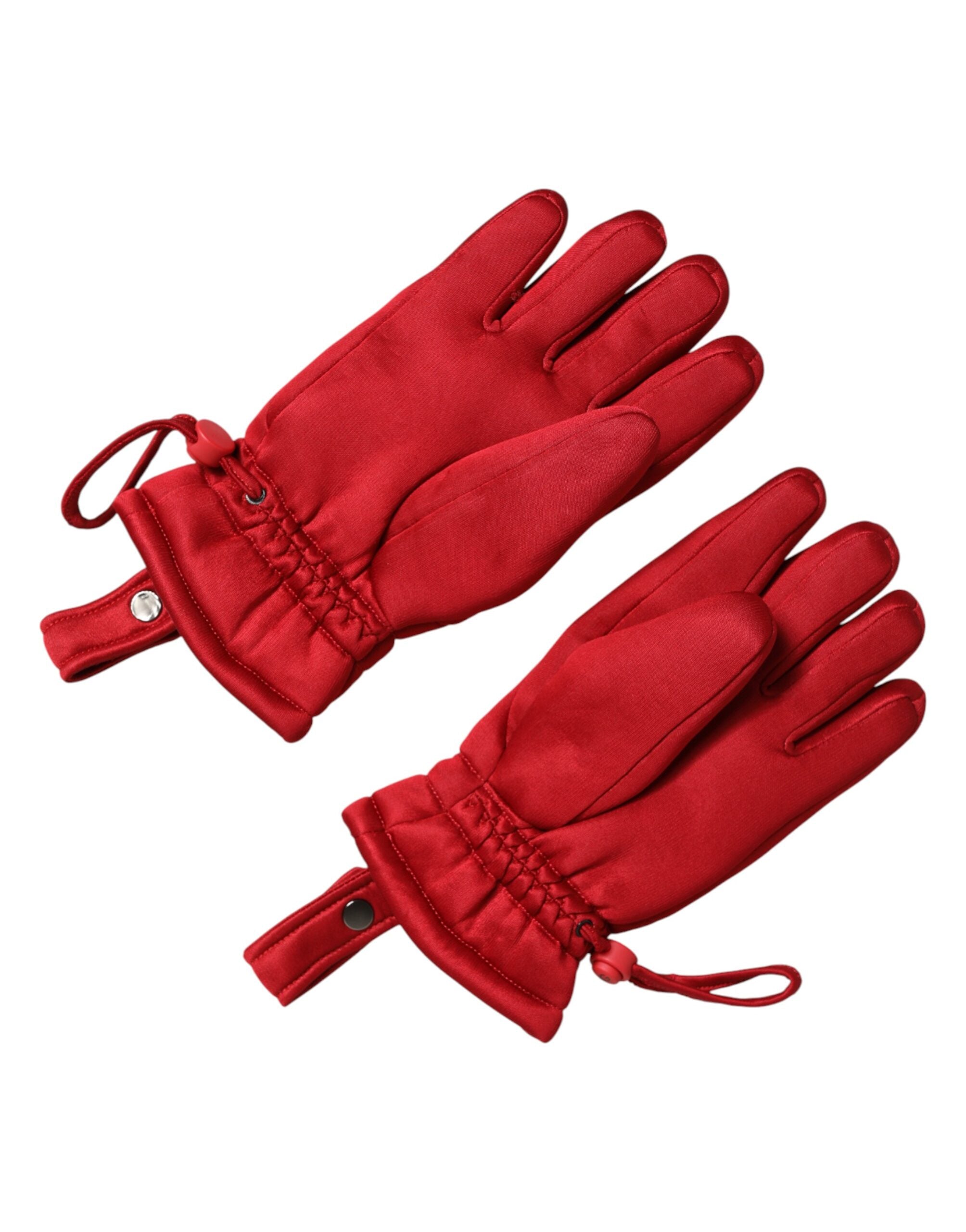 Dolce & Gabbana Red Viscose Biker-Style Motorcycle Gloves