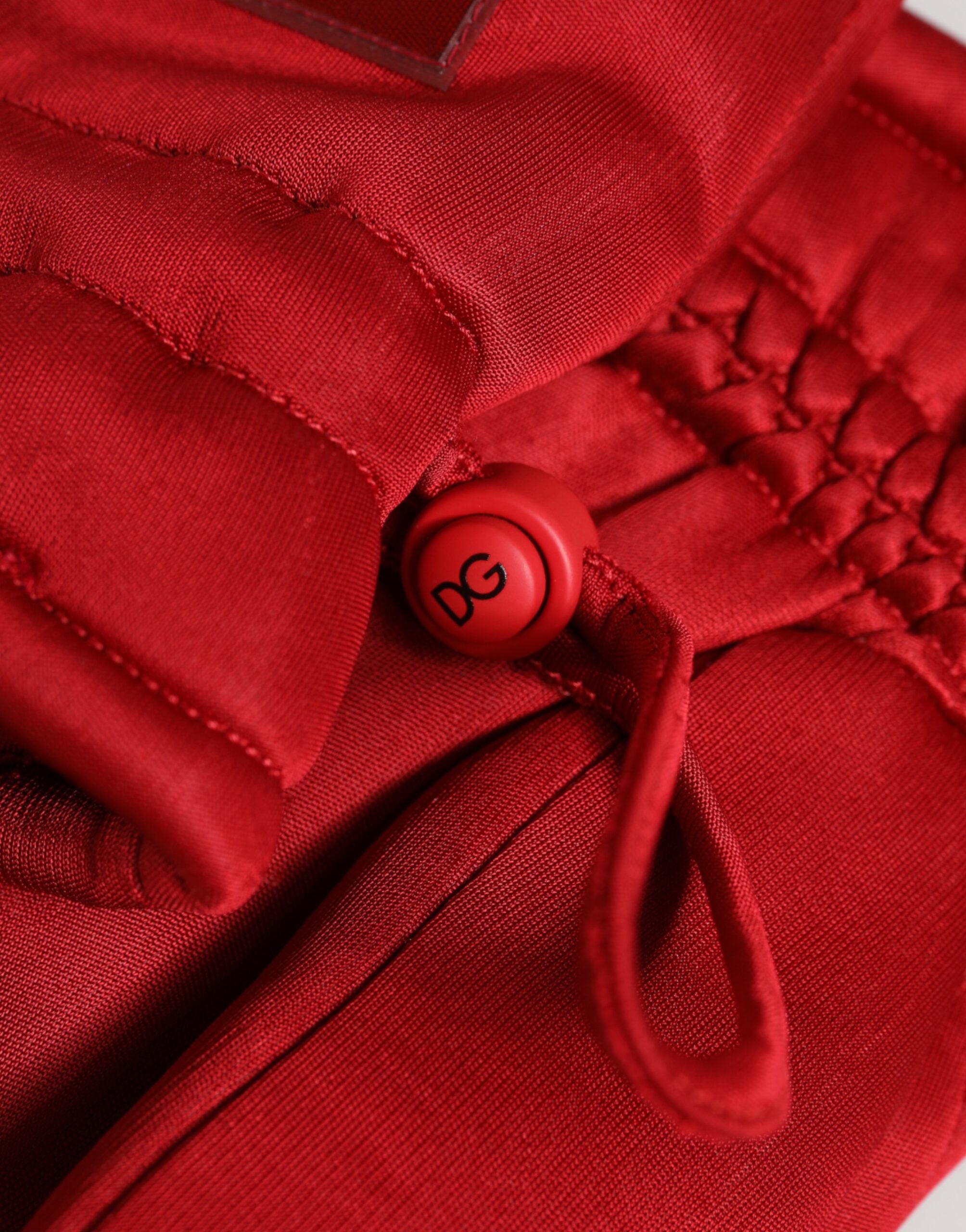 Dolce & Gabbana Red Viscose Biker-Style Motorcycle Gloves