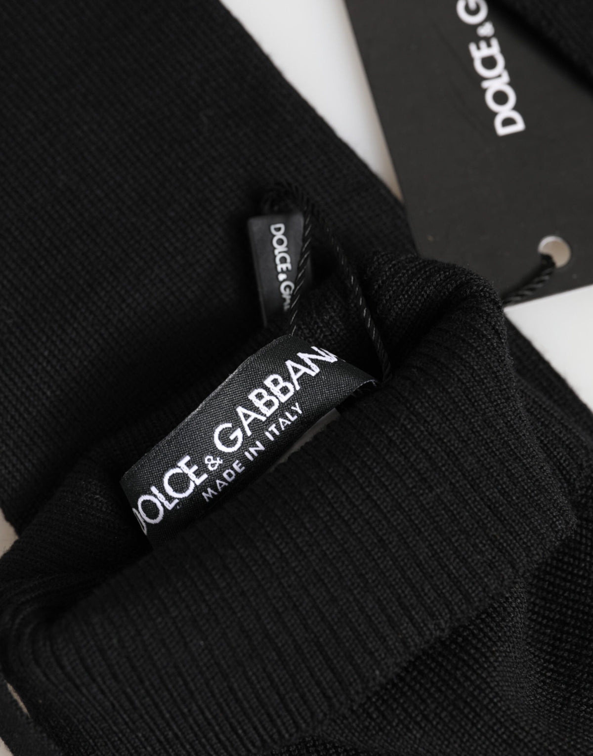 Dolce & Gabbana Schwarze Fingerhandschuhe aus reiner Wolle für Herren