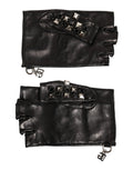 Dolce & Gabbana Men's Black Studded Fingerless Leather Gloves