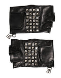 Dolce & Gabbana Schwarze Fingerlose Herren-Handschuhe aus Leder mit Nieten