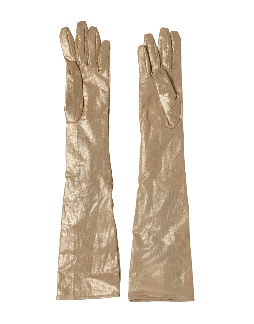 Dolce & Gabbana Beigefarbene Satin-Kristall-Ellbogenhandschuhe