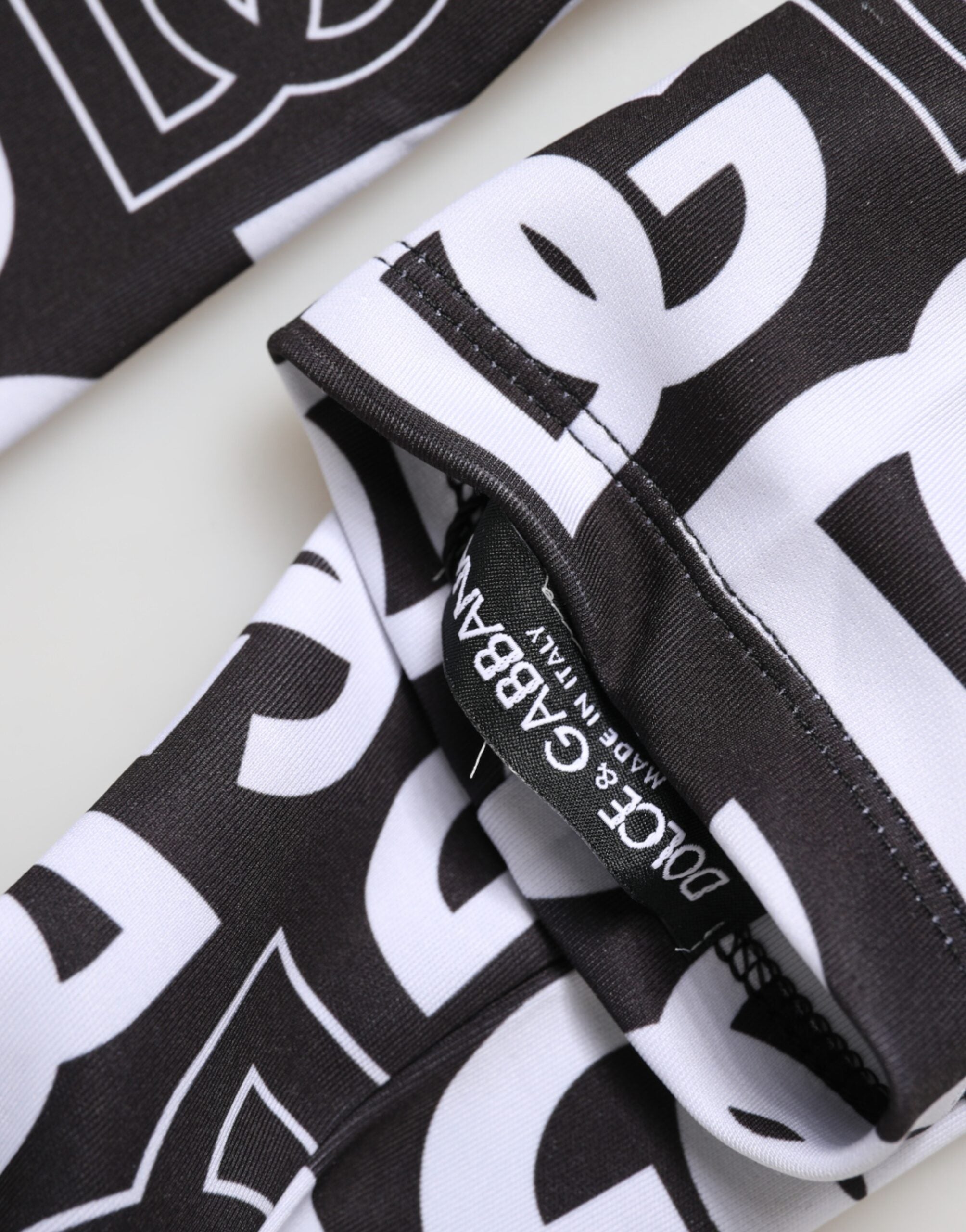 Dolce & Gabbana Schwarze und Weiße DG Logo Ellenbogenlange Handschuhe