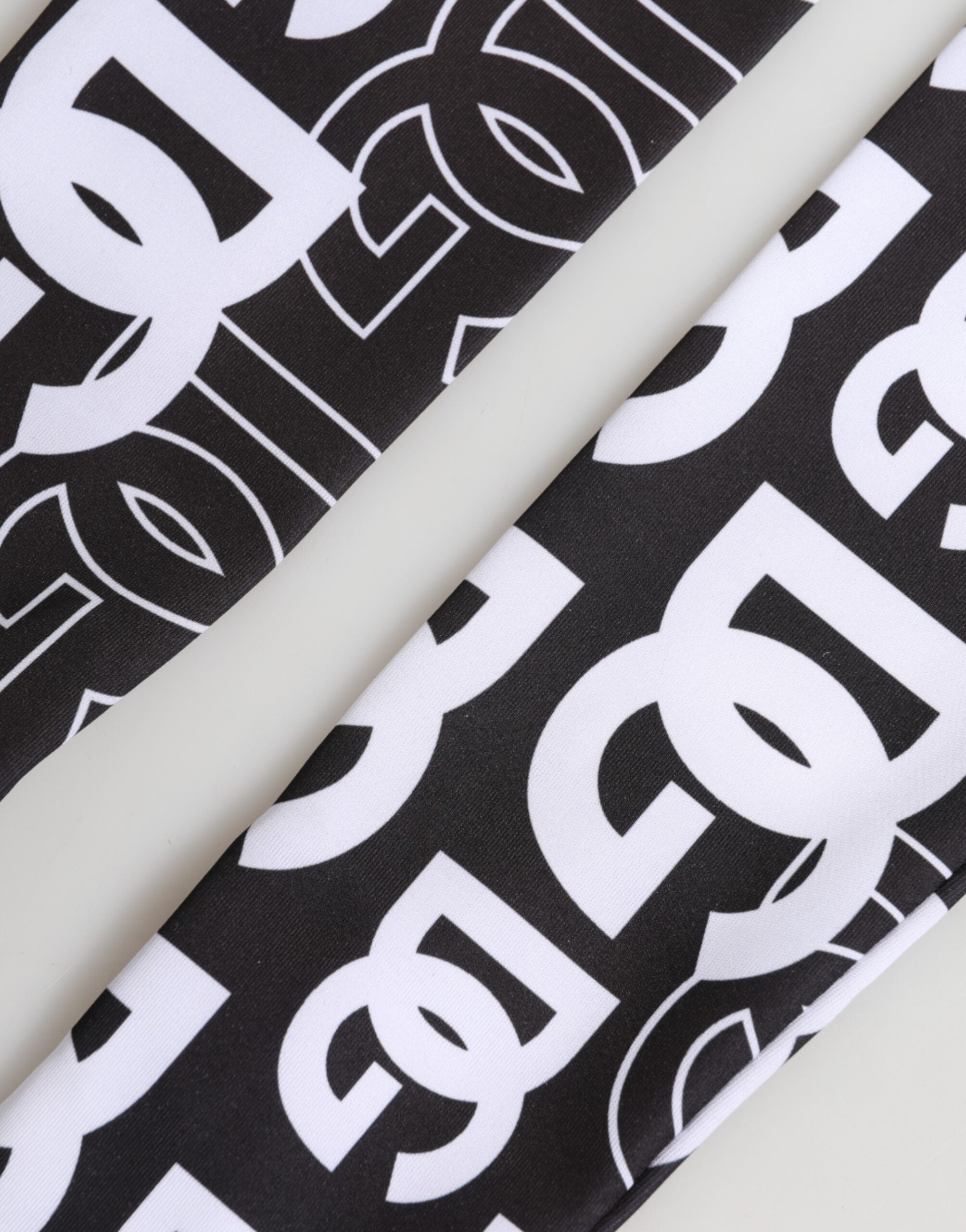 Dolce & Gabbana Schwarze und Weiße DG Logo Ellenbogenlange Handschuhe