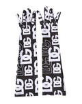 Dolce & Gabbana Schwarze und Weiße DG Logo Ellenbogenlange Handschuhe