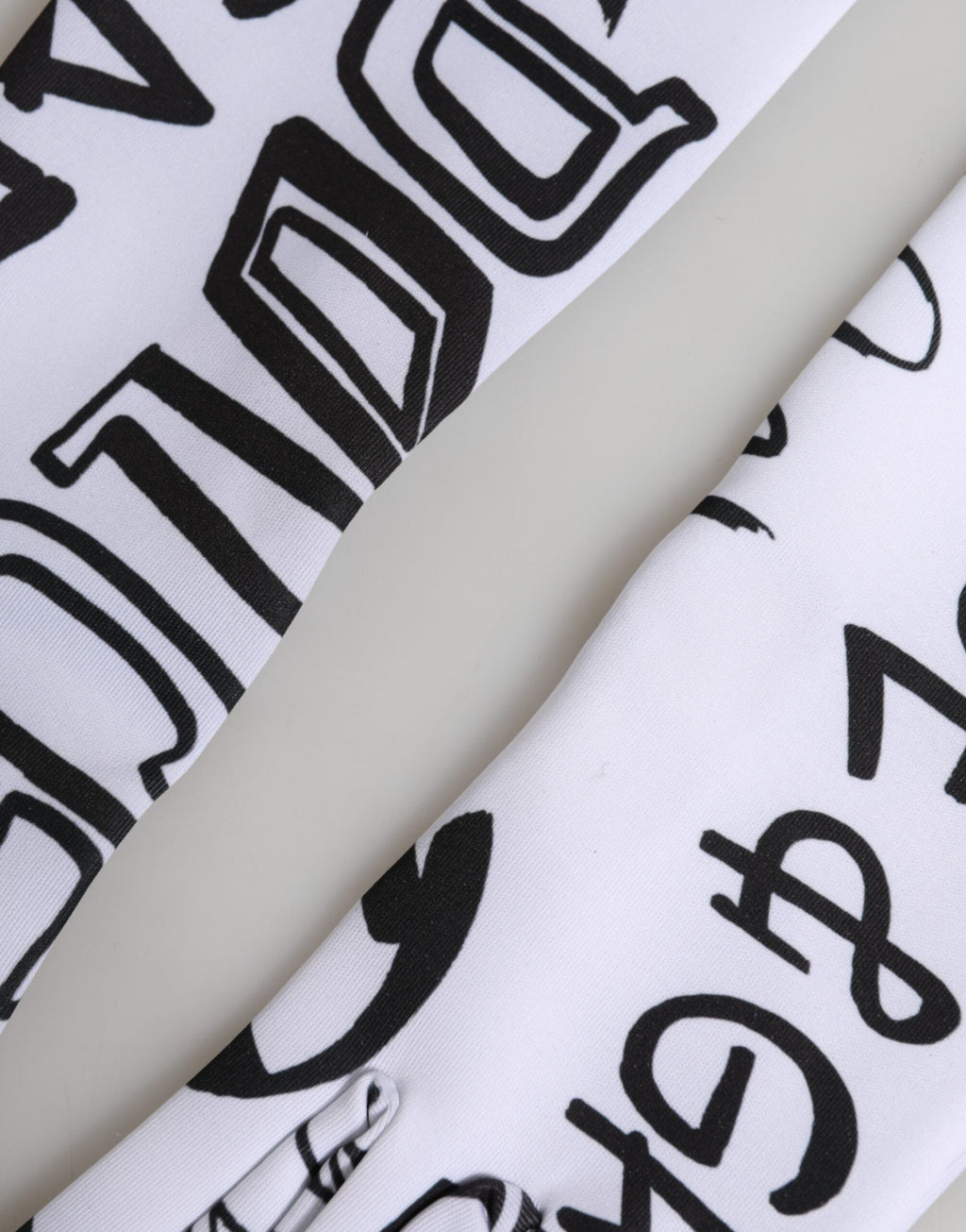 Dolce & Gabbana Black and White DG Logo Elbow-Length Gloves
