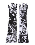 Dolce & Gabbana Handschuhe Schwarz-Weiß DG Logo Ellenbogenlänge