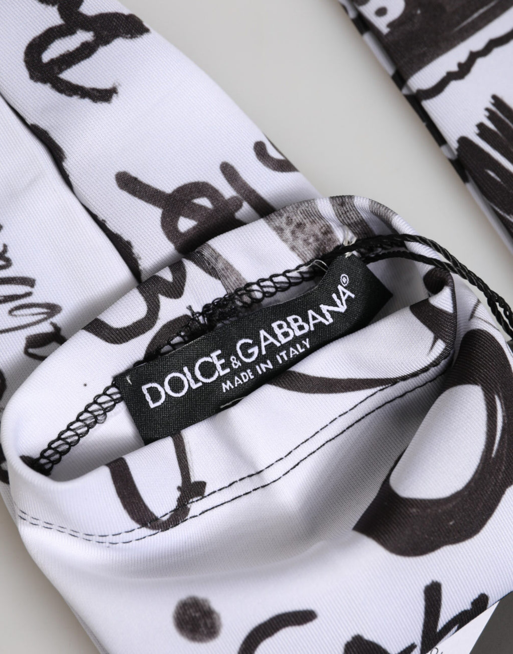 Dolce & Gabbana Black and White DG Logo Elbow-Length Gloves