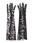 Dolce & Gabbana Black and White DG-Logo Elbow-Length Gloves