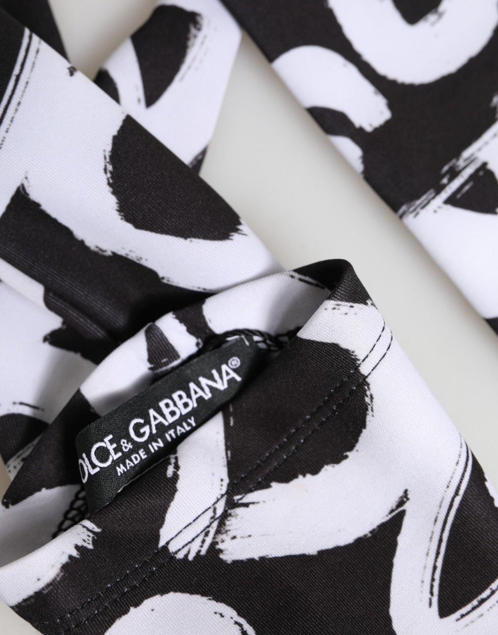 Dolce & Gabbana Schwarze und Weiße DG Logo Ellenbogenlange Handschuhe