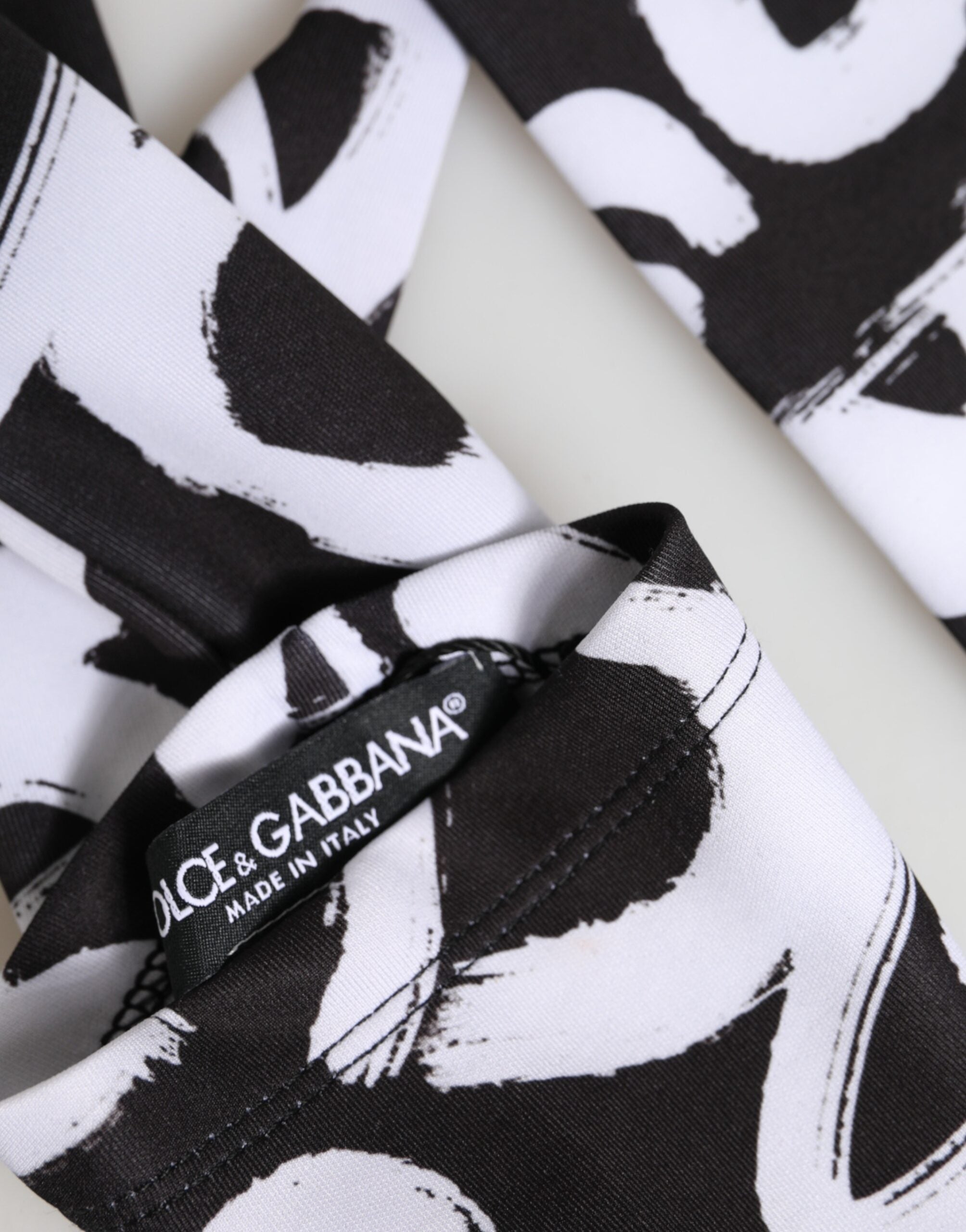 Dolce & Gabbana Schwarze und Weiße DG Logo Ellenbogenlange Handschuhe