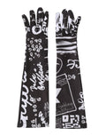 Dolce & Gabbana Schwarze und Weiße DG Logo Ellenbogenlange Handschuhe