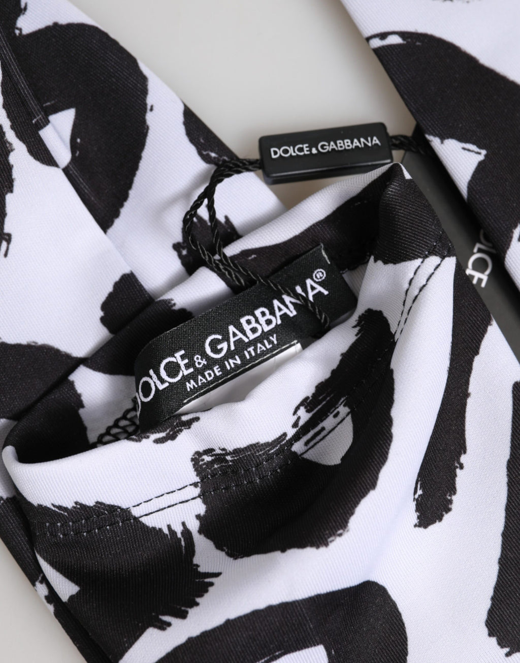Dolce & Gabbana Black and White DG Logo Elbow-Length Gloves