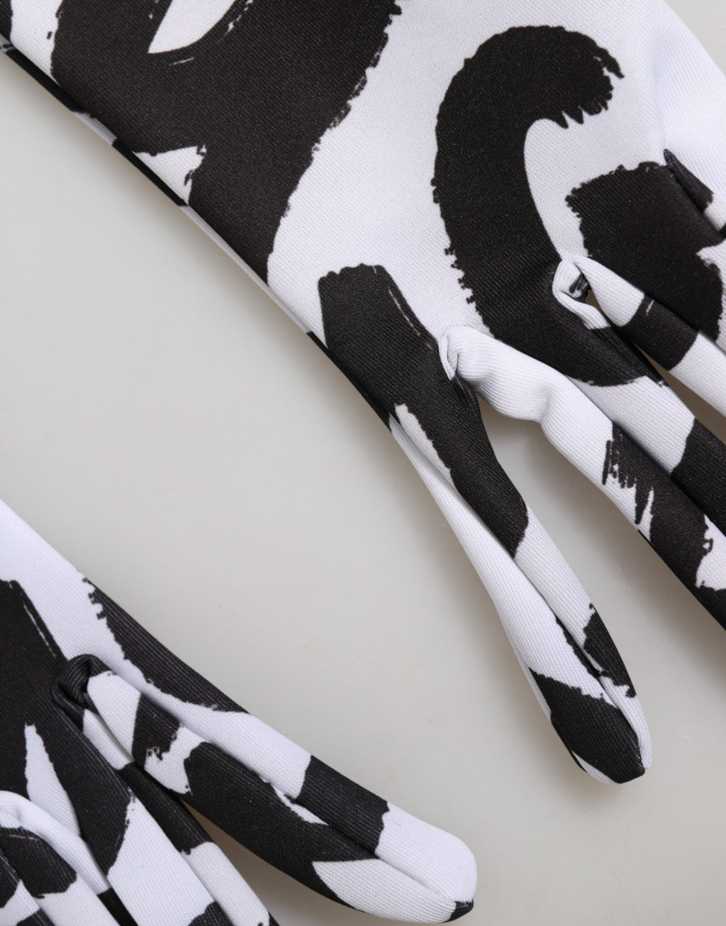 Dolce & Gabbana Black and White DG Logo Elbow-Length Gloves
