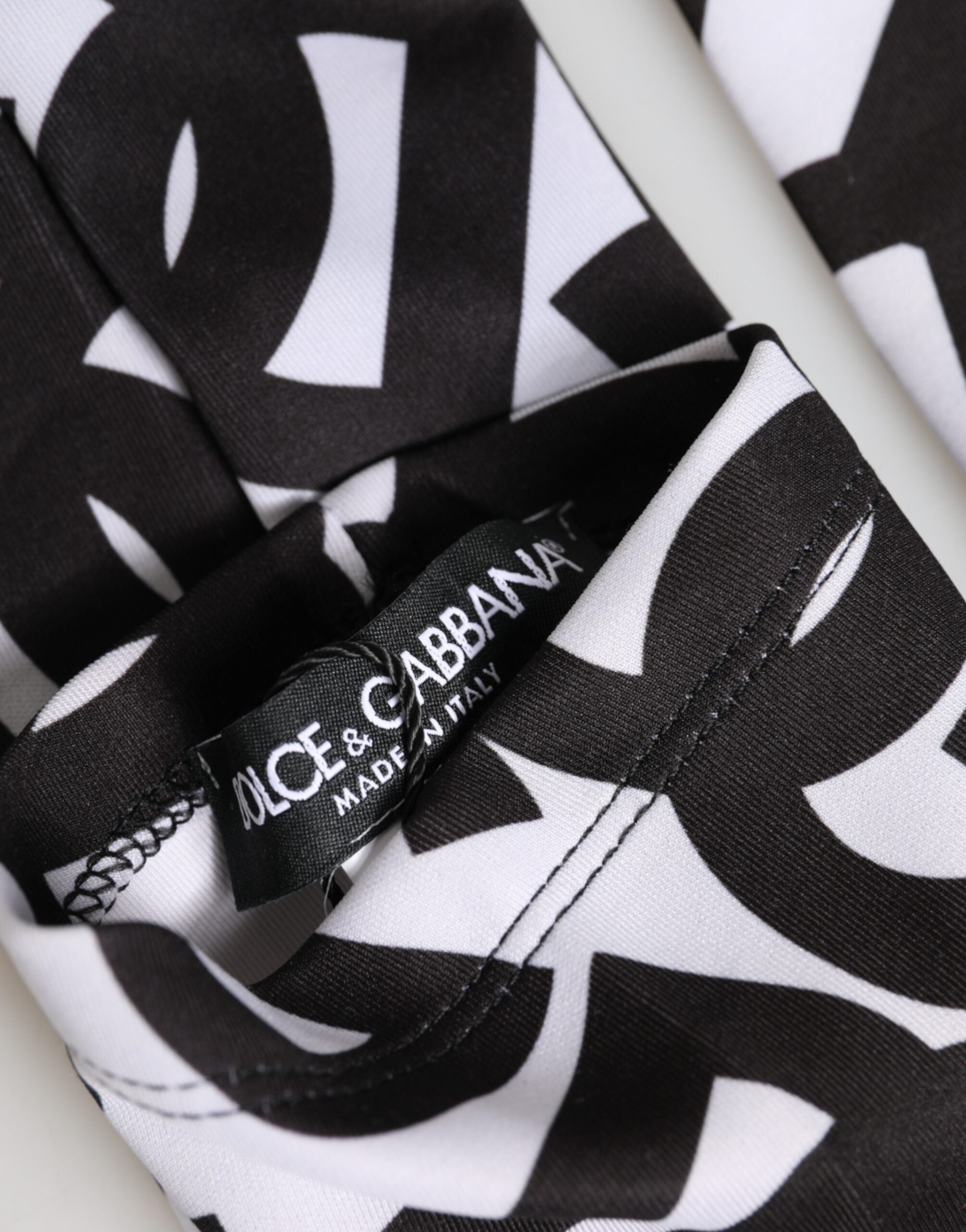 Dolce & Gabbana Black and White DG Logo Elbow-Length Fingerless Gloves