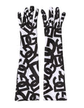 Dolce & Gabbana Black and White DG Logo Elbow-Length Fingerless Gloves