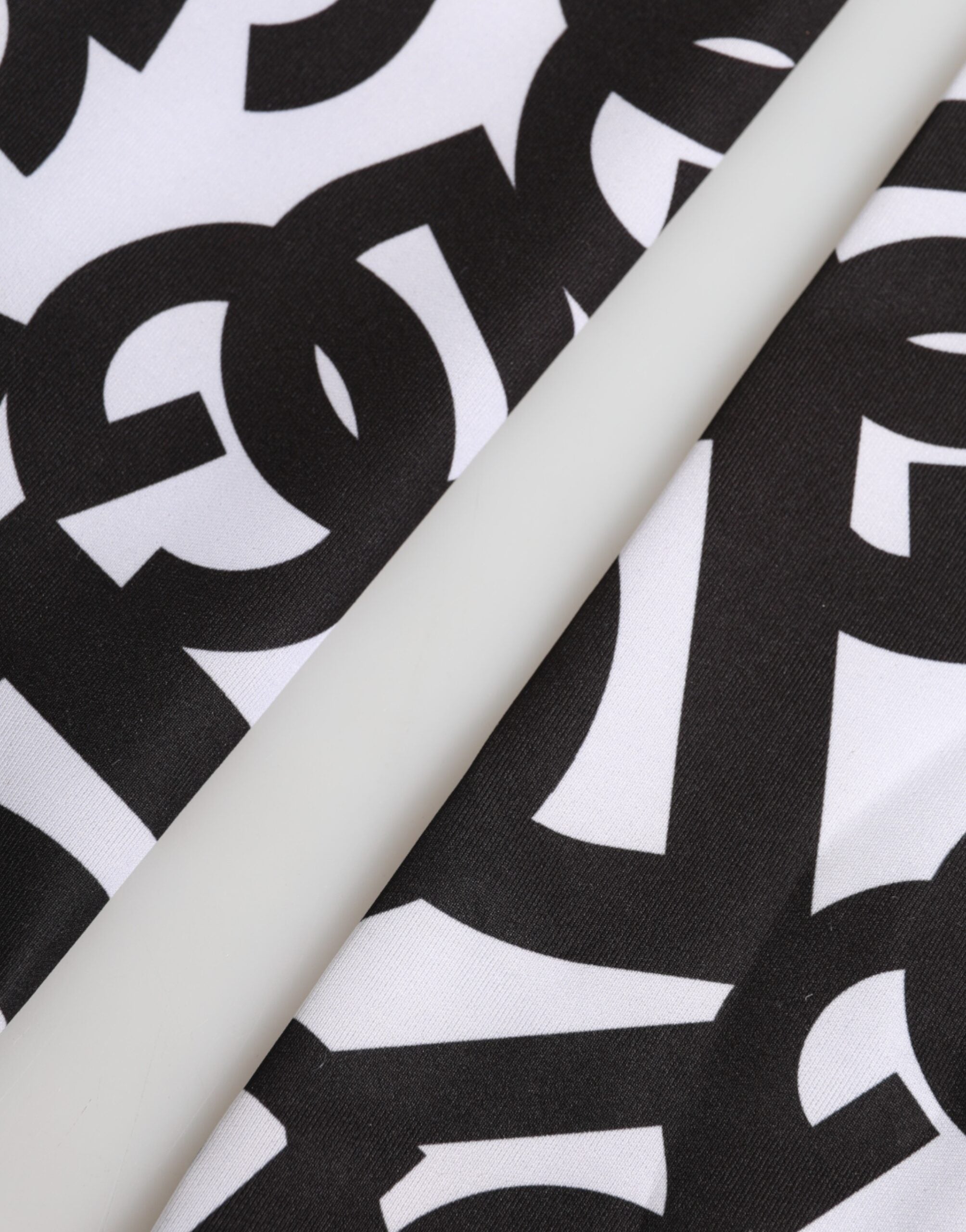 Dolce & Gabbana Black and White DG Logo Elbow-Length Fingerless Gloves