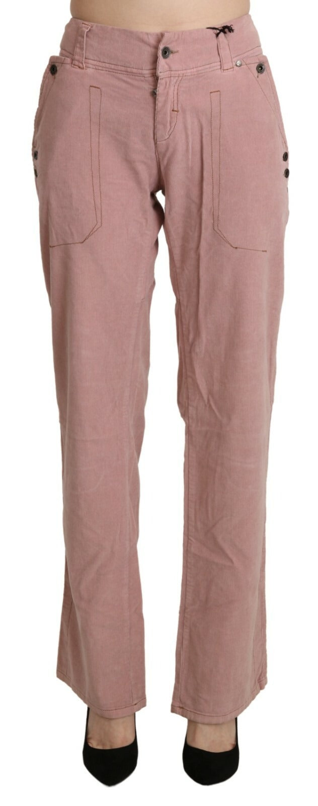 Ermanno Scervino Cotton Pink High-Waisted Trousers