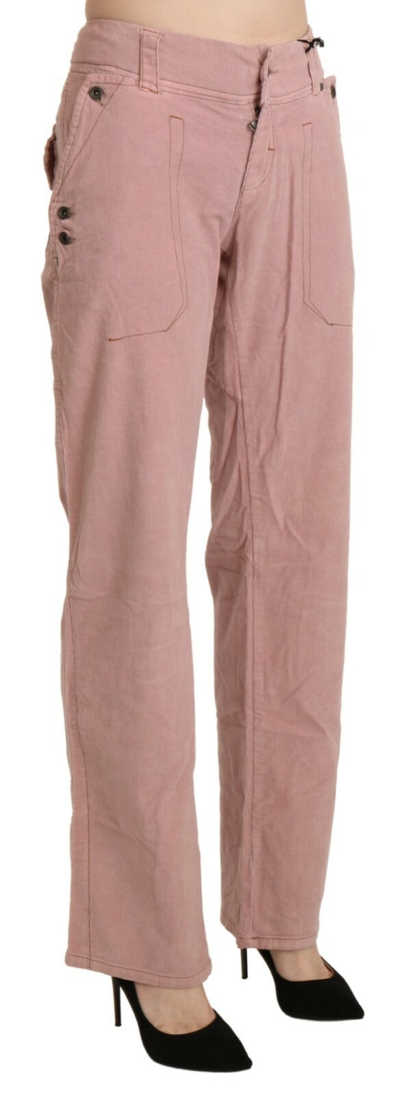 Ermanno Scervino Cotton Pink High-Waisted Trousers
