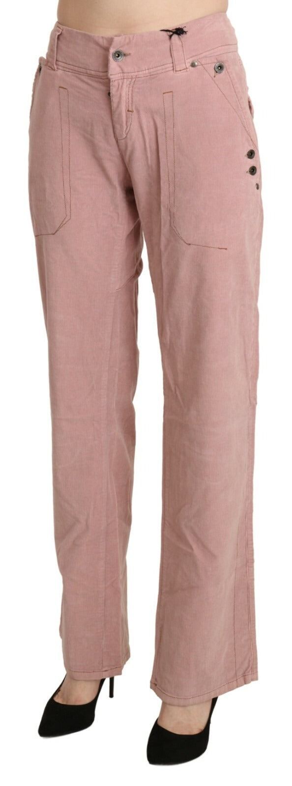 Ermanno Scervino Cotton Pink High-Waisted Trousers