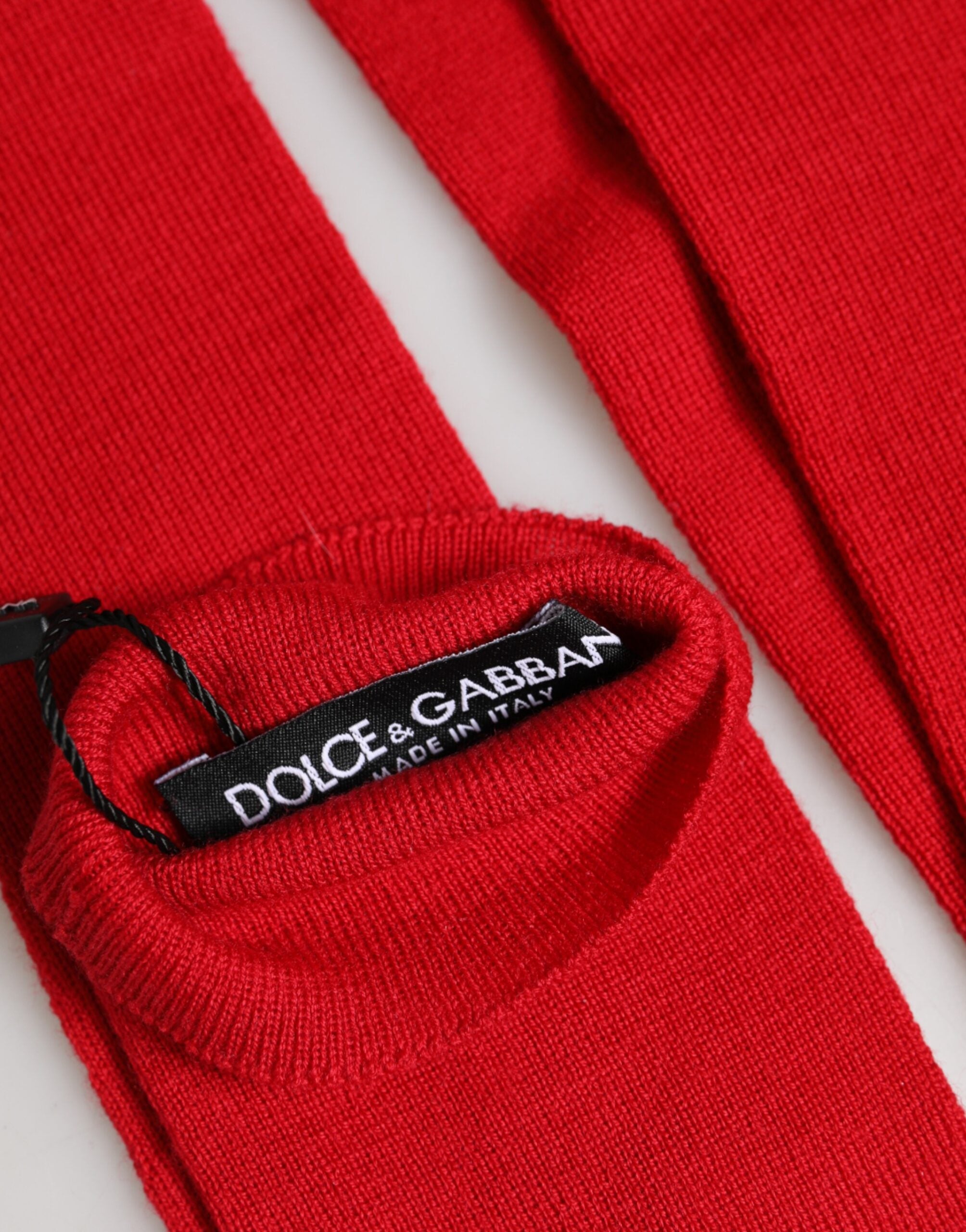 Dolce & Gabbana Rote Fingerlose Ellenbogenlange Handschuhe aus Wolle