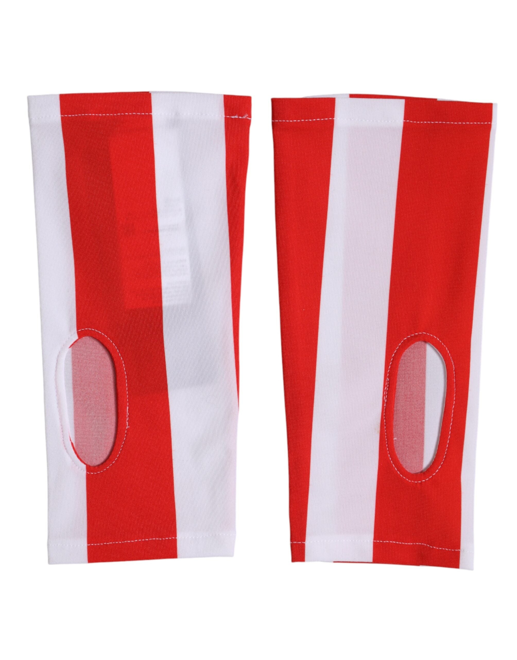 Dolce & Gabbana Rote und Weiße Fingerlose Handschuhe aus Nylon