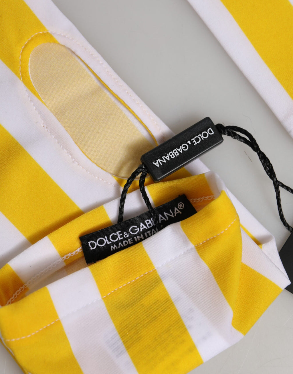 Dolce & Gabbana Yellow and White Nylon Full-Finger Gloves, Wrist Length